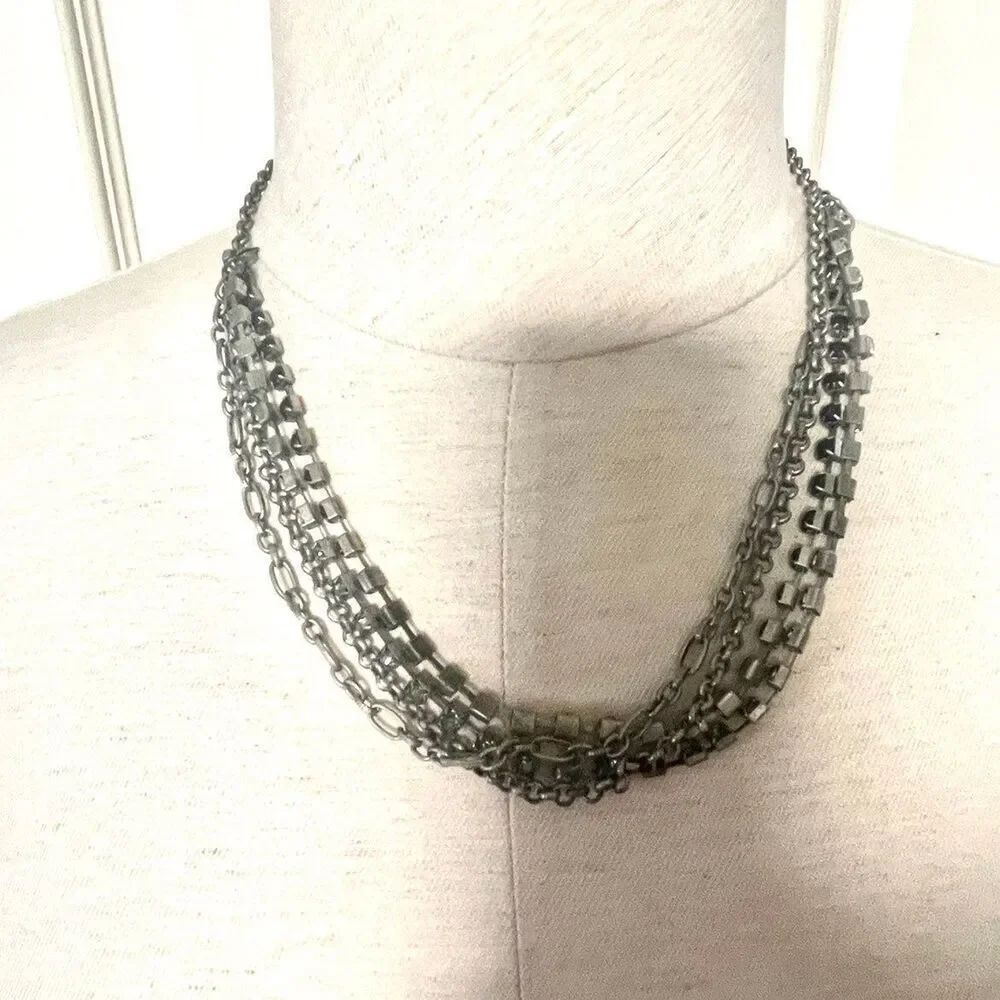 Dark silver 4 strand necklace